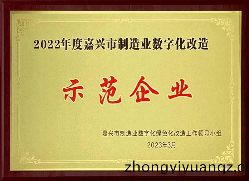 2022年(nian)度(du)嘉(jia)興(xing)市(shi)製造(zao)業(ye)數(shu)字化改造(zao)示(shi)範企(qi)業(ye)（獎(jiang)牌）